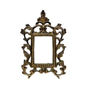 Vintage Cast Metal Ornate Brass Victorian Rococo Style Frame